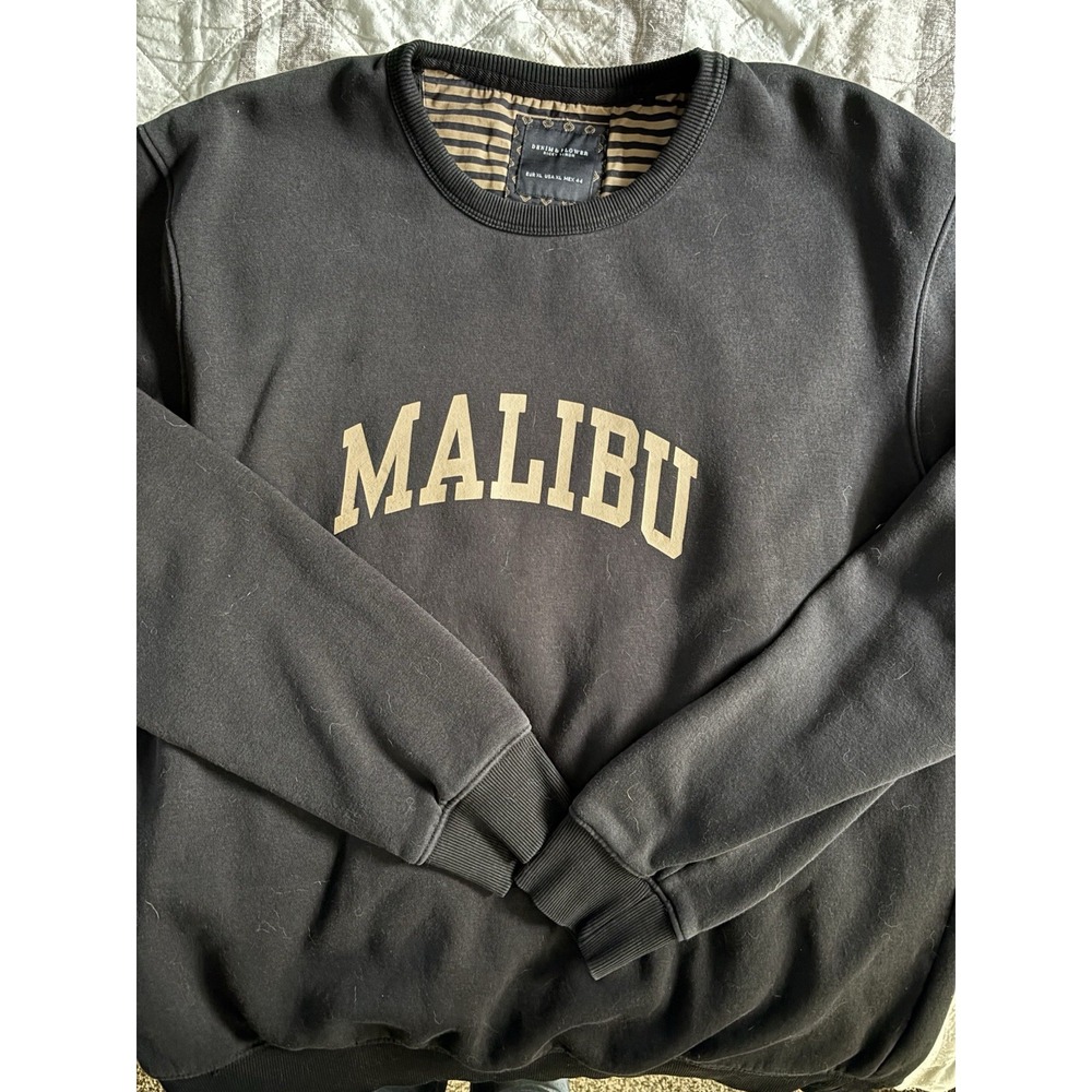 Denim And Flower Ricky Singh Malibu‎ Men's Black Tan Crewneck Sweatshirt XL